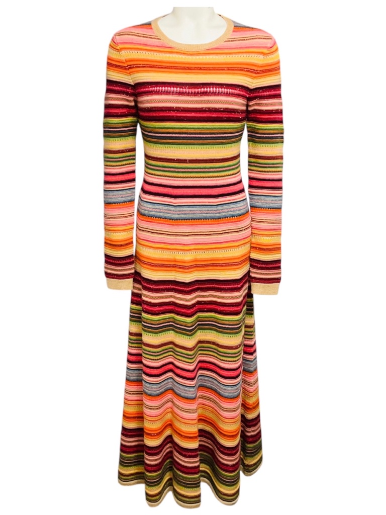 Polo By Ralph Lauren Multicolor Striped Knit Maxi Dress